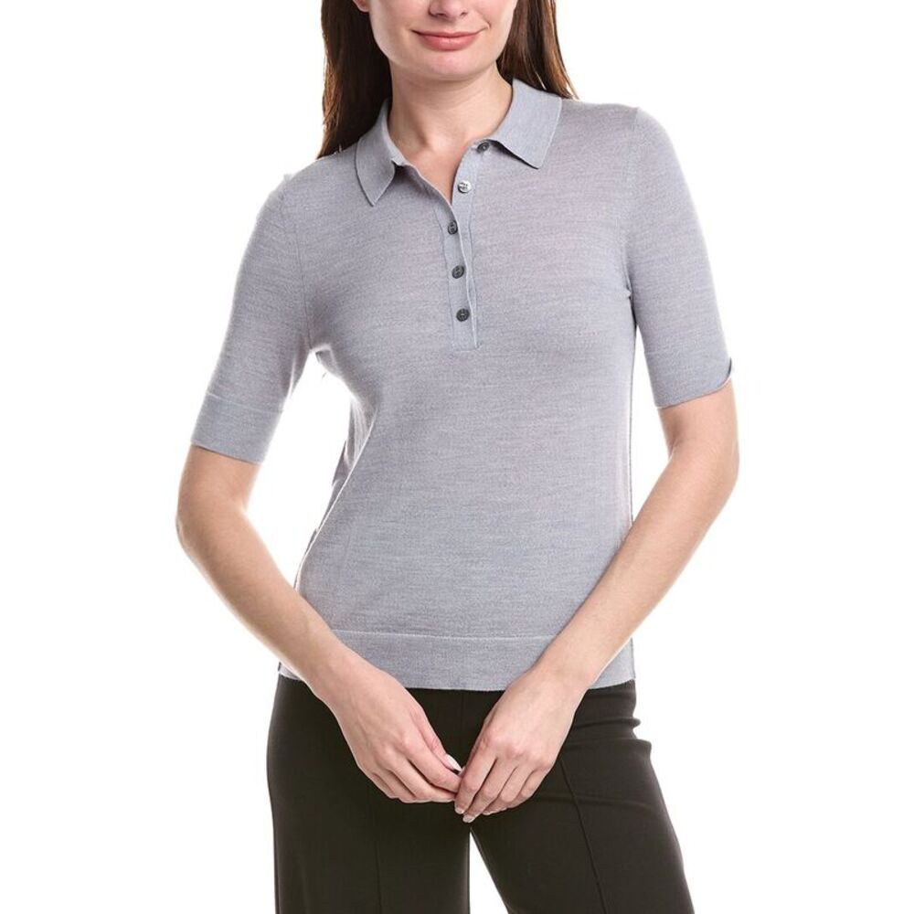 Hugo Boss Womens  Fidenka Wool Polo Shirt, Gray